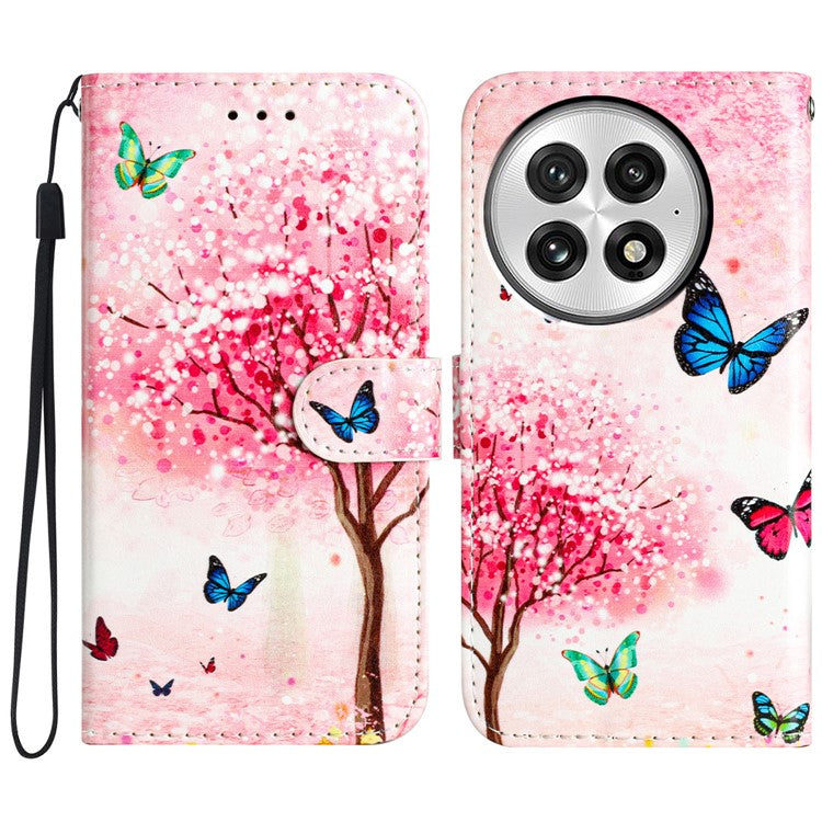 For OnePlus 13 Wallet Case Printed Pattern Design Leather Phone Cover - Cherry Blossoms Tree