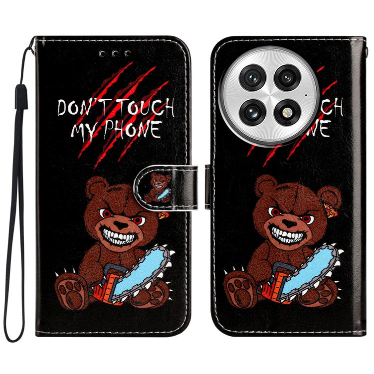 For OnePlus 13 Wallet Case Printed Pattern Design Leather Phone Cover - Don't Touch My Phone