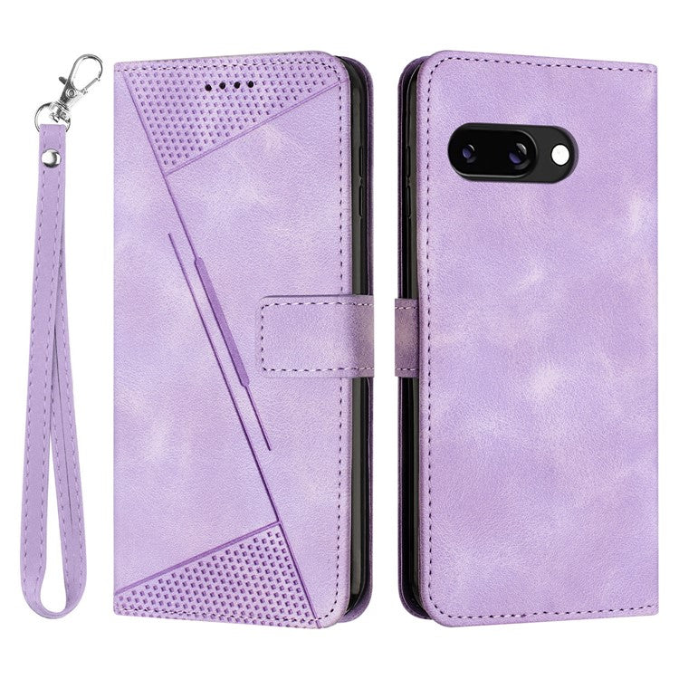 For Google Pixel 9a Case Handbag Imprinted Triangle Leather Phone Cover - Purple