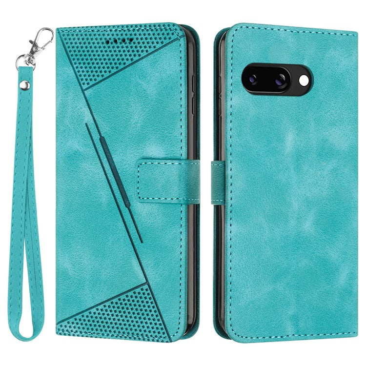 For Google Pixel 9a Case Handbag Imprinted Triangle Leather Phone Cover - Green