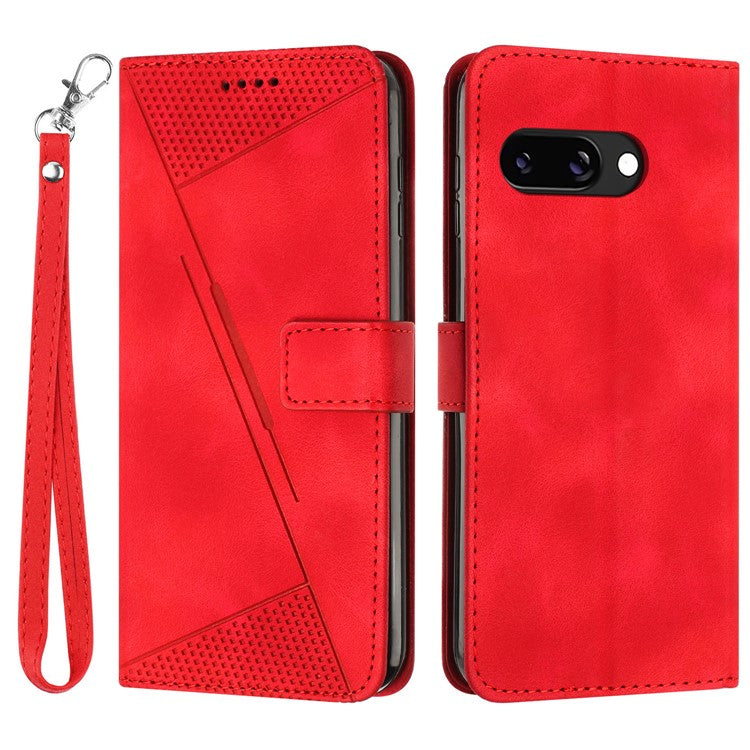 For Google Pixel 9a Case Handbag Imprinted Triangle Leather Phone Cover - Red