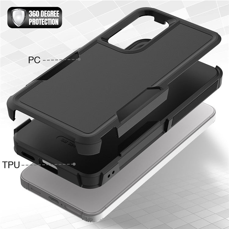 For Samsung Galaxy S25 Case 2-in-1 PC+TPU Shockproof Phone Cover - Black