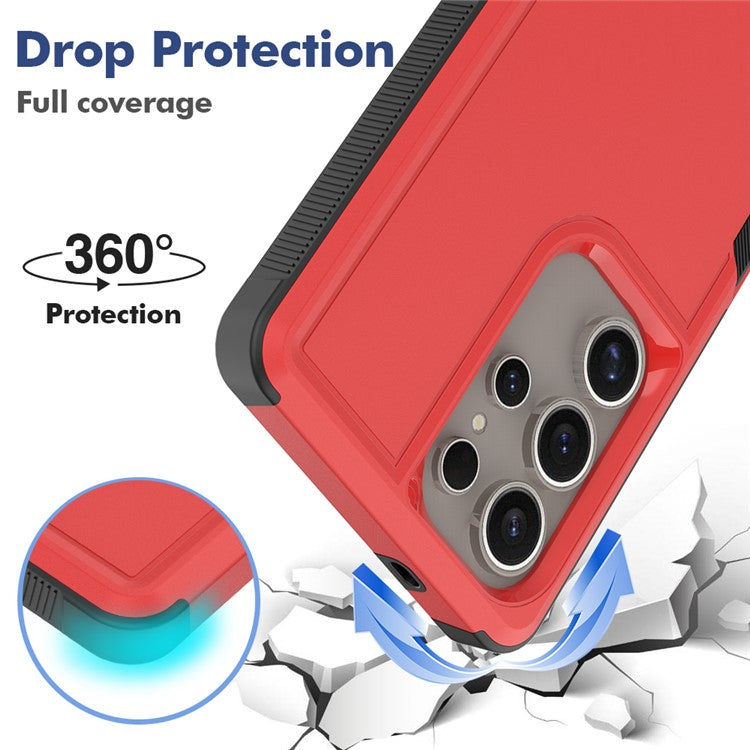 For Samsung Galaxy S25 Ultra Case 2-in-1 PC+TPU Shockproof Phone Cover - Red