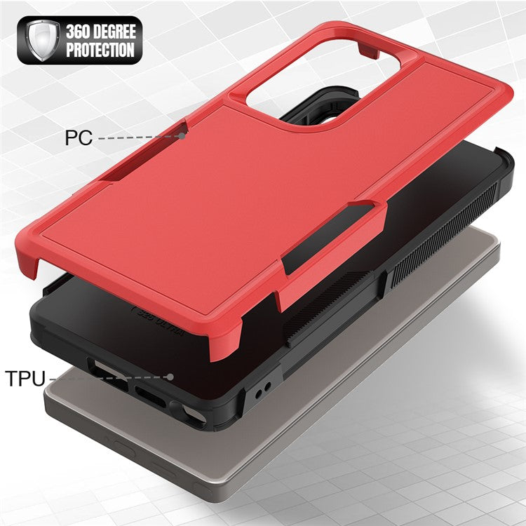 For Samsung Galaxy S25 Ultra Case 2-in-1 PC+TPU Shockproof Phone Cover - Red