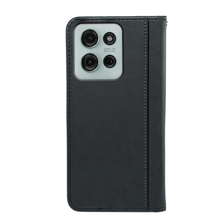 HX01 For Motorola Moto G75 5G Wallet Case Magnetic Closing PU Leather Phone Cover - Black