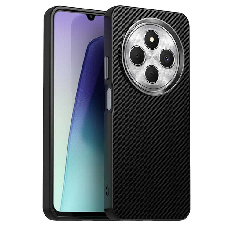 For Xiaomi Redmi 14C 4G / 14R 5G / A4 5G / A3 Pro 4G / Poco C75 4G Case Cell Phone Hybrid Back Cover Carbon Fiber Texture - Black