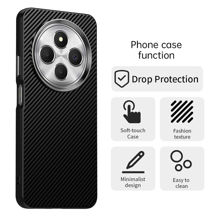 For Xiaomi Redmi 14C 4G / 14R 5G / A4 5G / A3 Pro 4G / Poco C75 4G Case Cell Phone Hybrid Back Cover Carbon Fiber Texture - Black