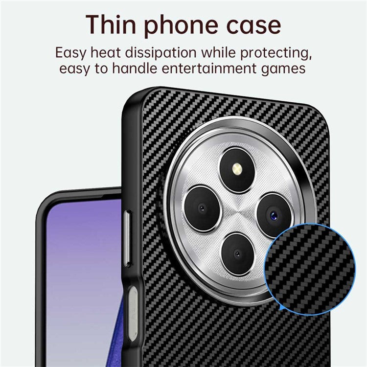 For Xiaomi Redmi 14C 4G / 14R 5G / A4 5G / A3 Pro 4G / Poco C75 4G Case Cell Phone Hybrid Back Cover Carbon Fiber Texture - Black