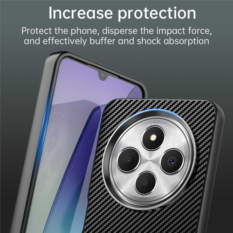 For Xiaomi Redmi 14C 4G / 14R 5G / A4 5G / A3 Pro 4G / Poco C75 4G Case Cell Phone Hybrid Back Cover Carbon Fiber Texture - Black