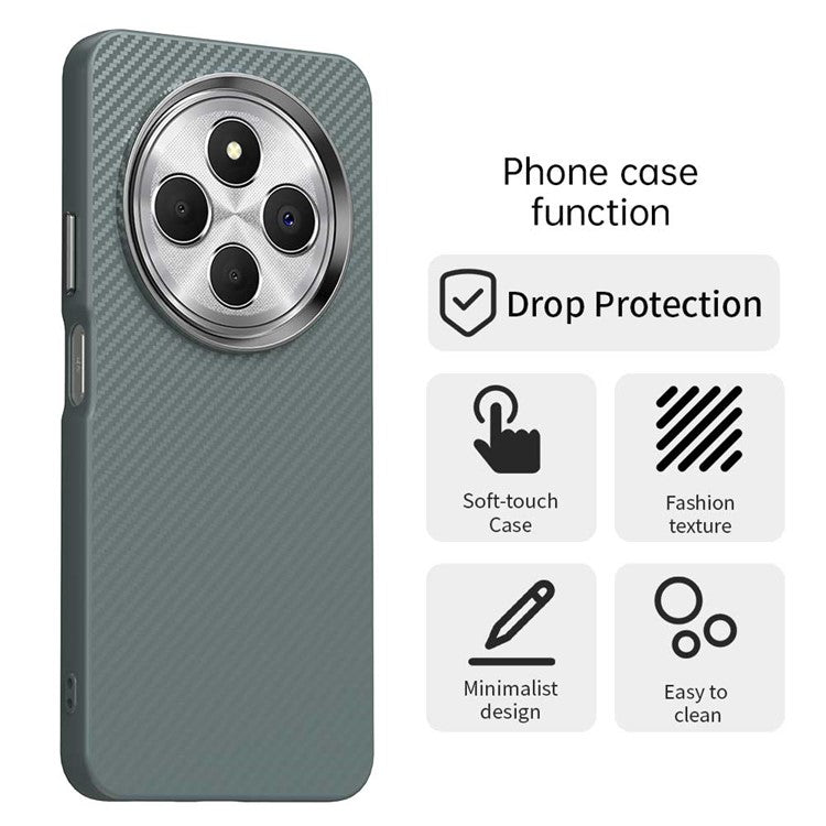 For Xiaomi Redmi 14C 4G / 14R 5G / A4 5G / A3 Pro 4G / Poco C75 4G Case Cell Phone Hybrid Back Cover Carbon Fiber Texture - Grey