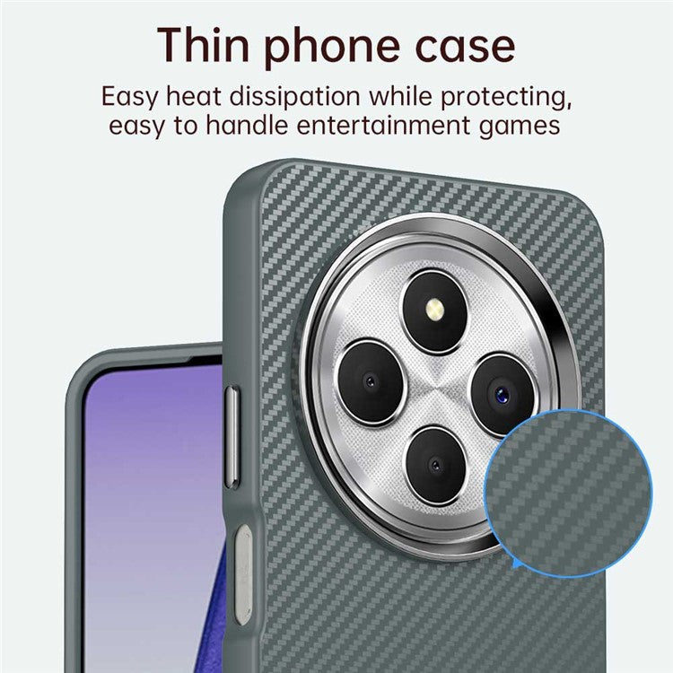 For Xiaomi Redmi 14C 4G / 14R 5G / A4 5G / A3 Pro 4G / Poco C75 4G Case Cell Phone Hybrid Back Cover Carbon Fiber Texture - Grey