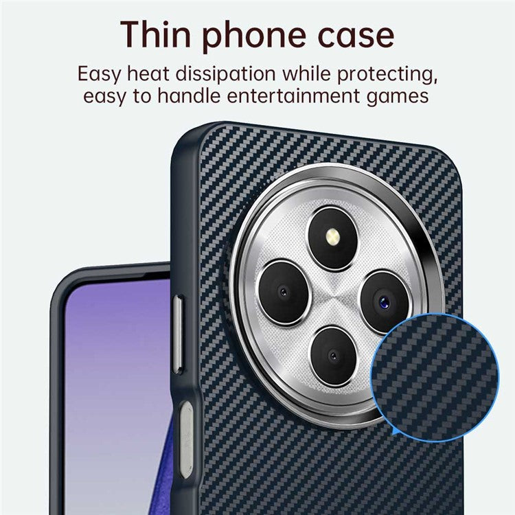 For Xiaomi Redmi 14C 4G / 14R 5G / A4 5G / A3 Pro 4G / Poco C75 4G Case Cell Phone Hybrid Back Cover Carbon Fiber Texture - Blue