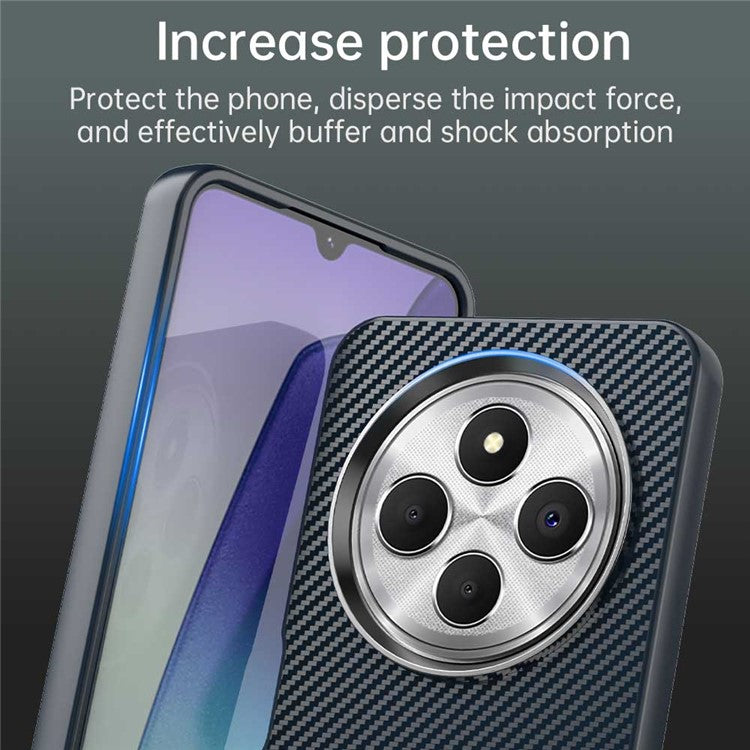 For Xiaomi Redmi 14C 4G / 14R 5G / A4 5G / A3 Pro 4G / Poco C75 4G Case Cell Phone Hybrid Back Cover Carbon Fiber Texture - Blue