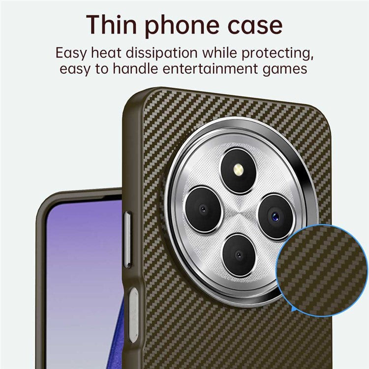 For Xiaomi Redmi 14C 4G / 14R 5G / A4 5G / A3 Pro 4G / Poco C75 4G Case Cell Phone Hybrid Back Cover Carbon Fiber Texture - Brown