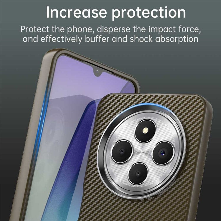 For Xiaomi Redmi 14C 4G / 14R 5G / A4 5G / A3 Pro 4G / Poco C75 4G Case Cell Phone Hybrid Back Cover Carbon Fiber Texture - Brown