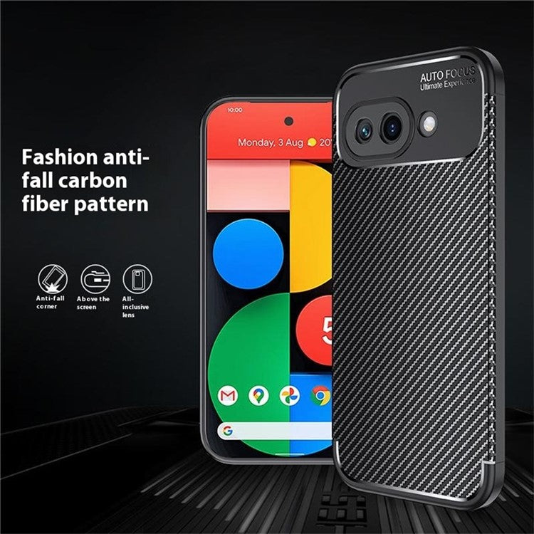 For Google Pixel 9a Case Carbon Fiber Texture TPU Phone Cover Heat Dissipation