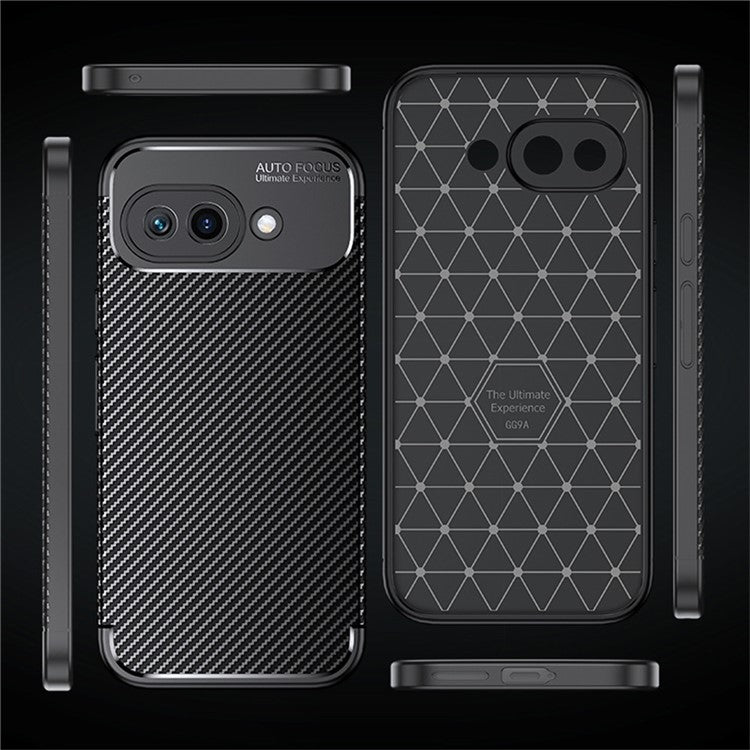 For Google Pixel 9a Case Carbon Fiber Texture TPU Phone Cover Heat Dissipation