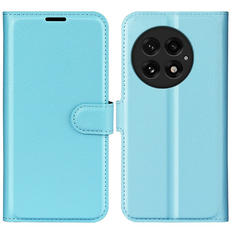 For OnePlus 13 Case Litchi Texture Shockproof Leather Wallet Phone Cover - Blue