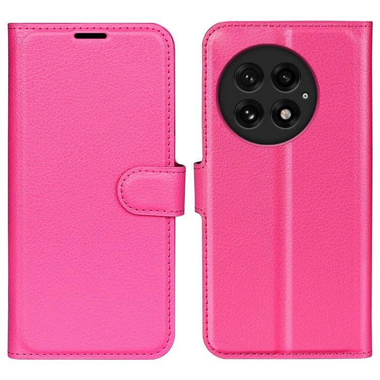 For OnePlus 13 Case Litchi Texture Shockproof Leather Wallet Phone Cover - Rose