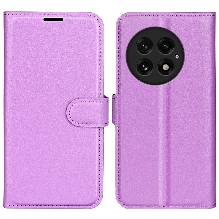 For OnePlus 13 Case Litchi Texture Shockproof Leather Wallet Phone Cover - Purple