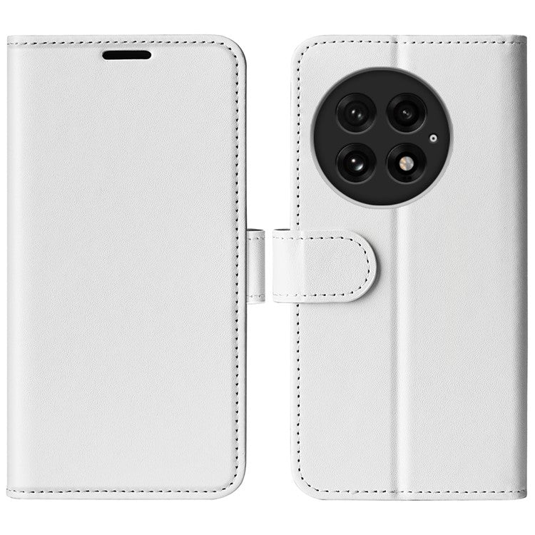 For OnePlus 13 Wallet Case Crazy Horse Texture Stand Leather Phone Cover - White