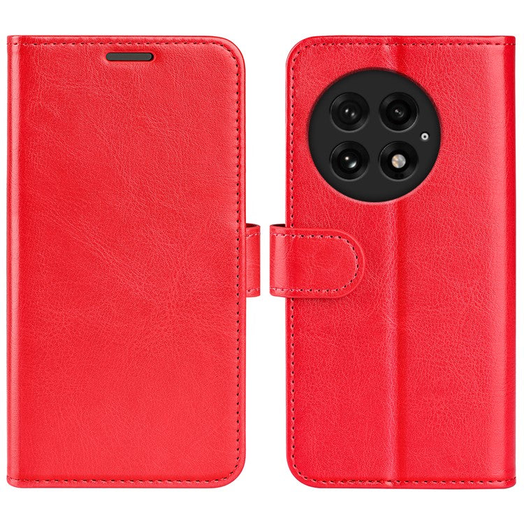 For OnePlus 13 Wallet Case Crazy Horse Texture Stand Leather Phone Cover - Red