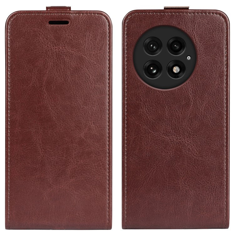 For OnePlus 13 Case with Card Slots Vertical Flip Leather Phone Cover - Brown