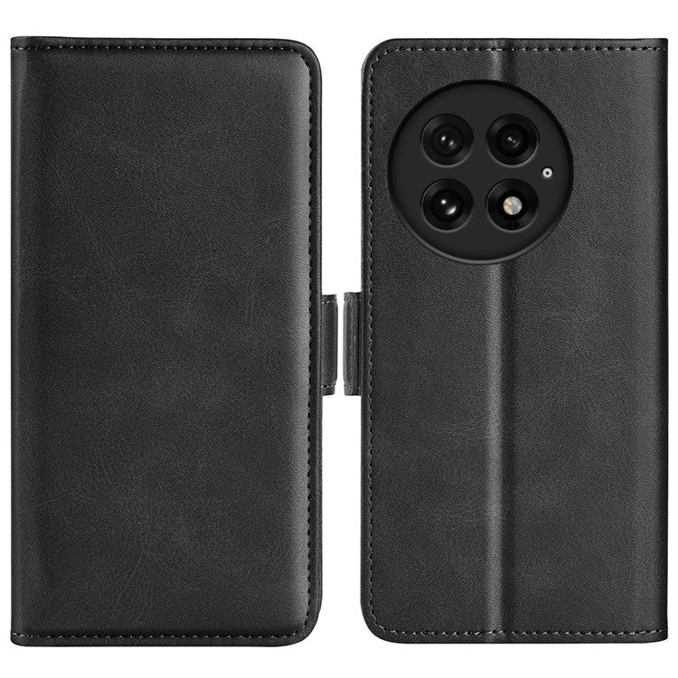 For OnePlus 13 Stand Case Calf Texture Leather Wallet Phone Cover - Black