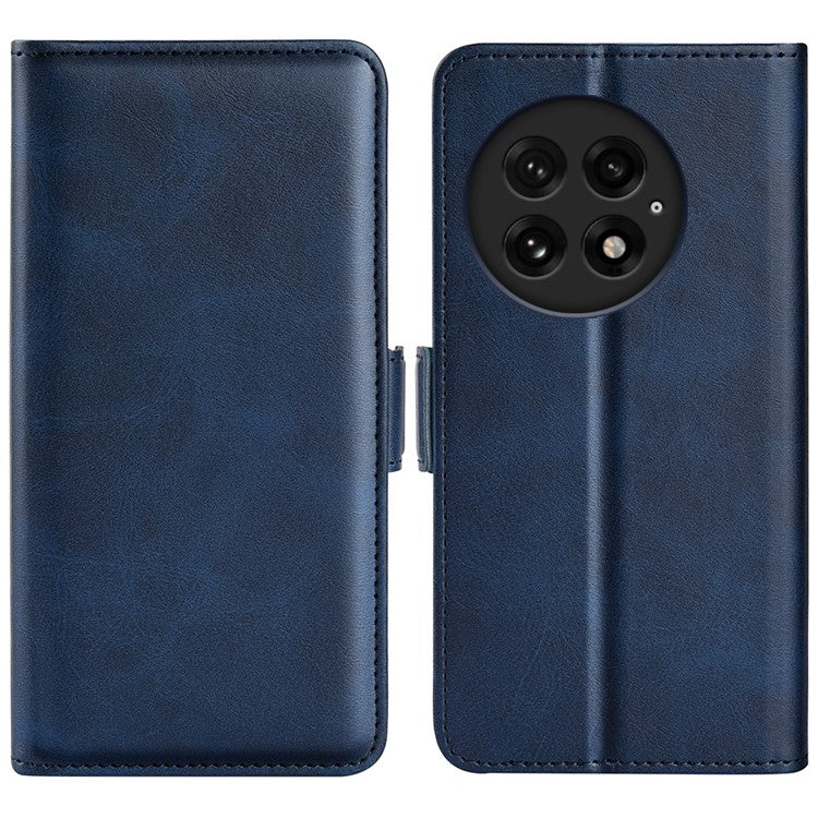 For OnePlus 13 Stand Case Calf Texture Leather Wallet Phone Cover - Blue