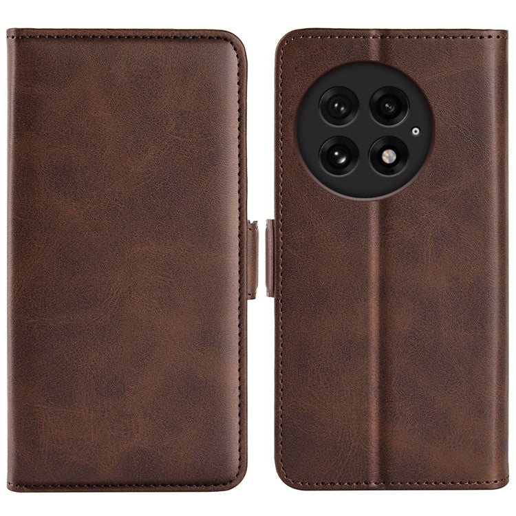 For OnePlus 13 Stand Case Calf Texture Leather Wallet Phone Cover - Brown