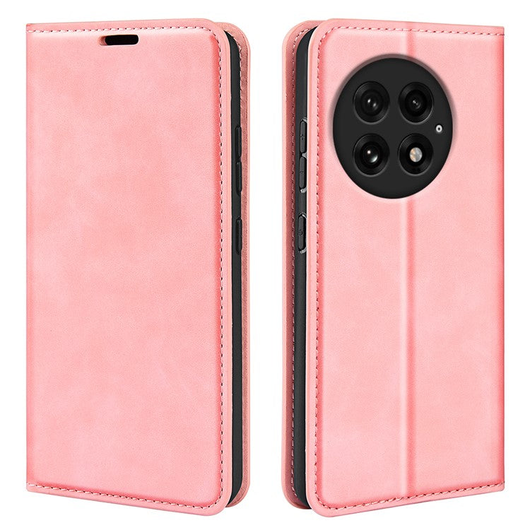 For OnePlus 13 Case Skin-Touch Leather Wallet Phone Cover - Pink