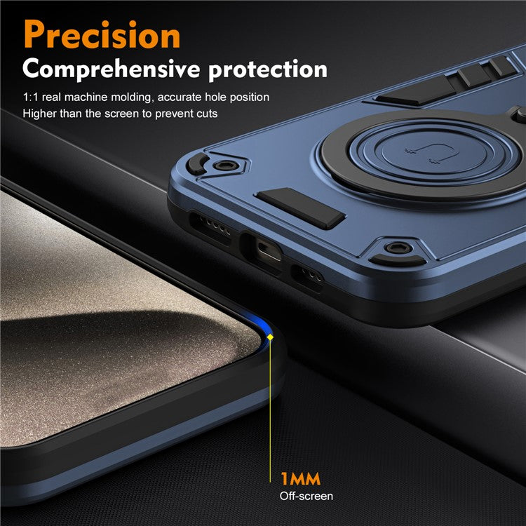 Phone Case For Xiaomi Redmi 14C 4G / 14R 5G / Poco C75 4G PC+TPU Drop Protection Back Cover with Rotatable Kickstand  - Blue