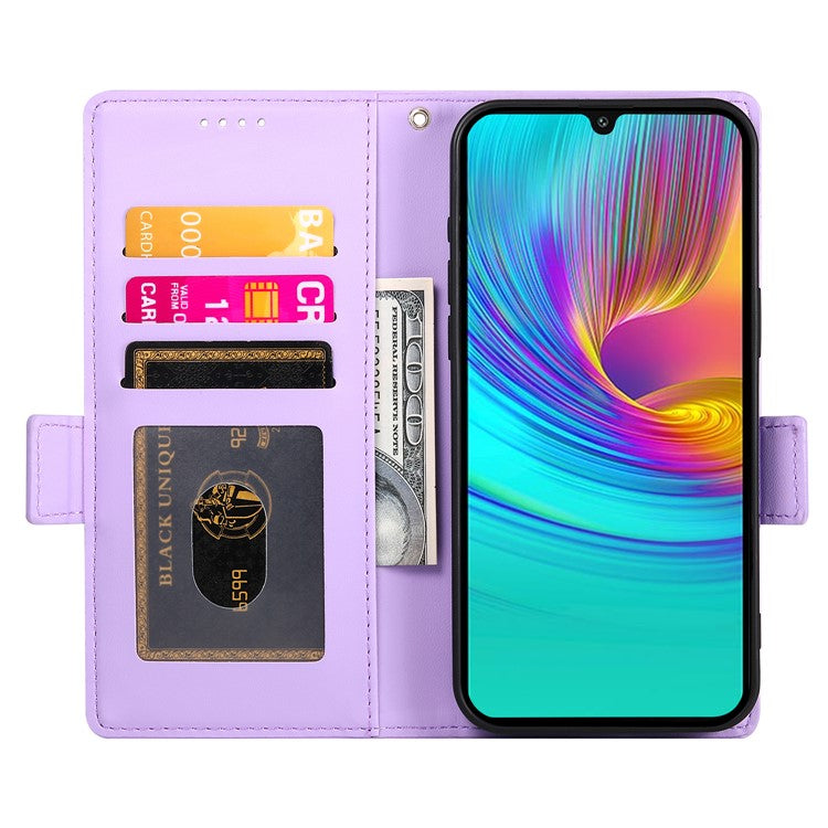 DF-010 For Samsung Galaxy A26 5G Stand Case PU Leather Wallet Phone Cover - Purple