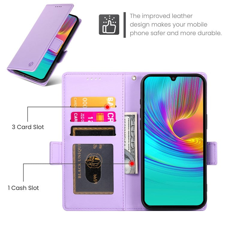 DF-010 For Samsung Galaxy A26 5G Stand Case PU Leather Wallet Phone Cover - Purple