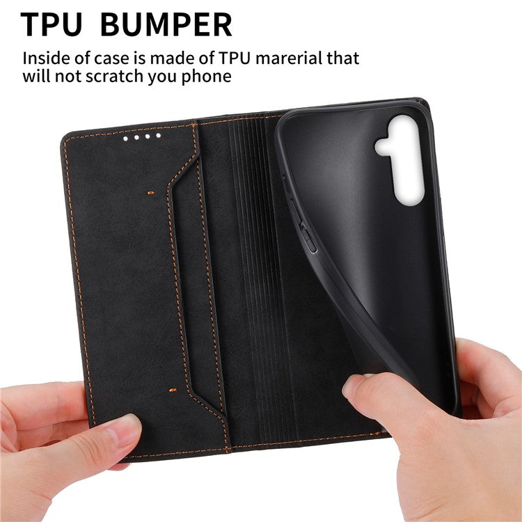 DF-05 For Samsung Galaxy A36 5G Wallet Case RFID Blocking PU Leather Phone Cover - Black