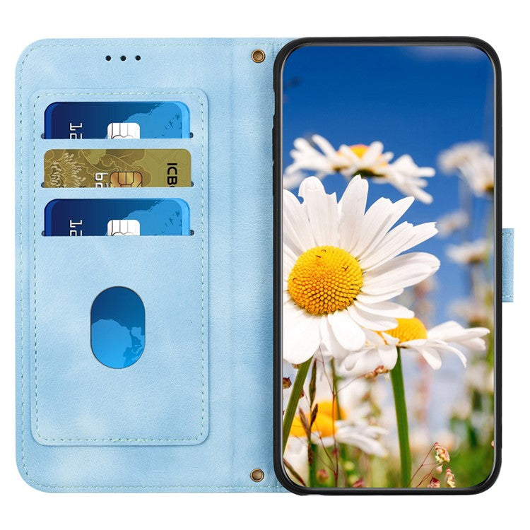 For Xiaomi Redmi Note 14 5G Case PU Leather Floral Phone Cover with Card Slots - Baby Blue