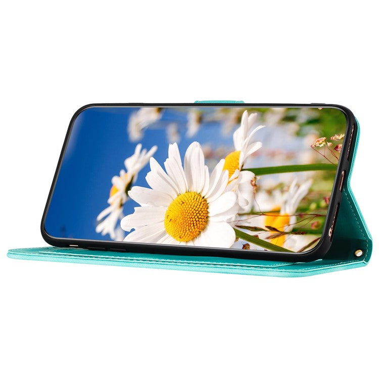 For Xiaomi Redmi Note 14 5G Case PU Leather Floral Phone Cover with Card Slots - Green