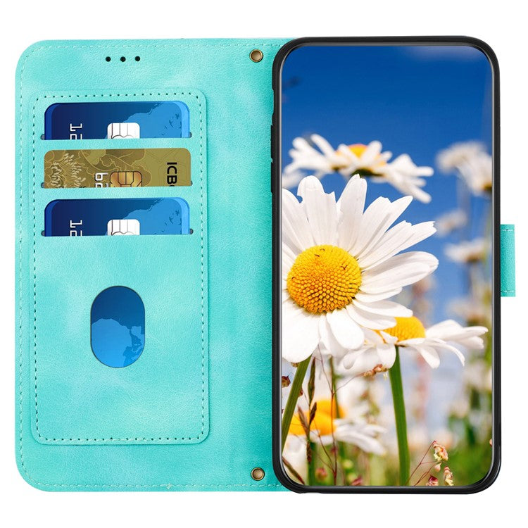 For Xiaomi Redmi Note 14 5G Case PU Leather Floral Phone Cover with Card Slots - Green