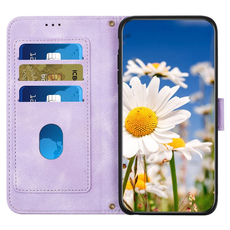 For Xiaomi Redmi Note 14 5G Case PU Leather Floral Phone Cover with Card Slots - Light Purple