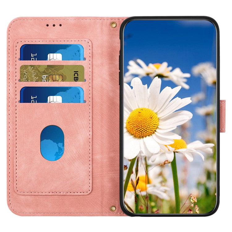 For Xiaomi Redmi Note 14 5G Case PU Leather Floral Phone Cover with Card Slots - Pink