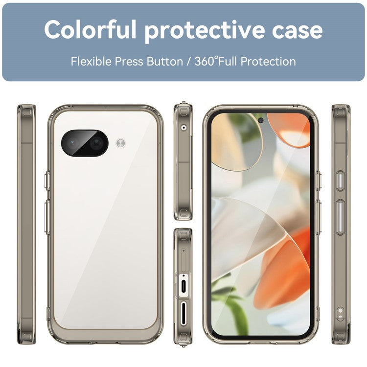 For Google Pixel 9a Case TPU+Acrylic Protective Clear Phone Cover - Transparent Grey