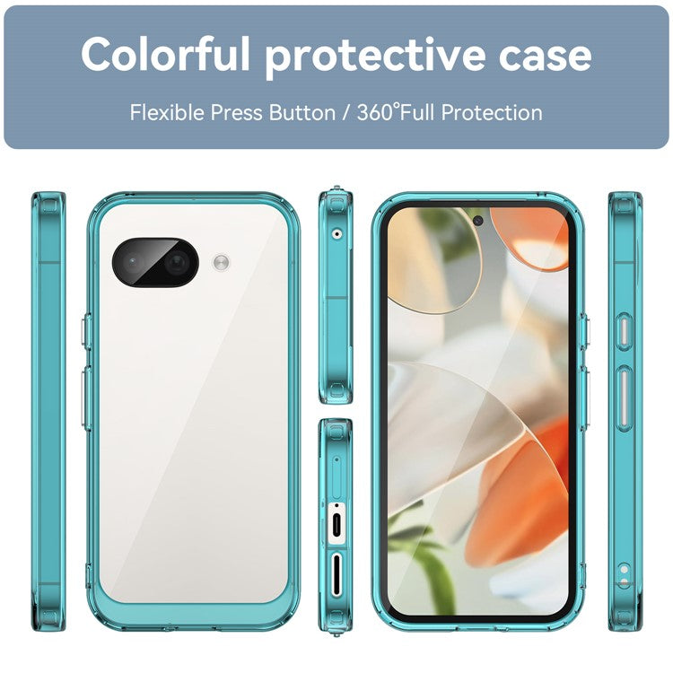 For Google Pixel 9a Case TPU+Acrylic Protective Clear Phone Cover - Transparent Blue