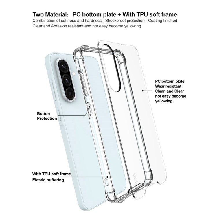 IMAK For Samsung Galaxy A36 5G Case PC+TPU Shockproof Clear Phone Cover