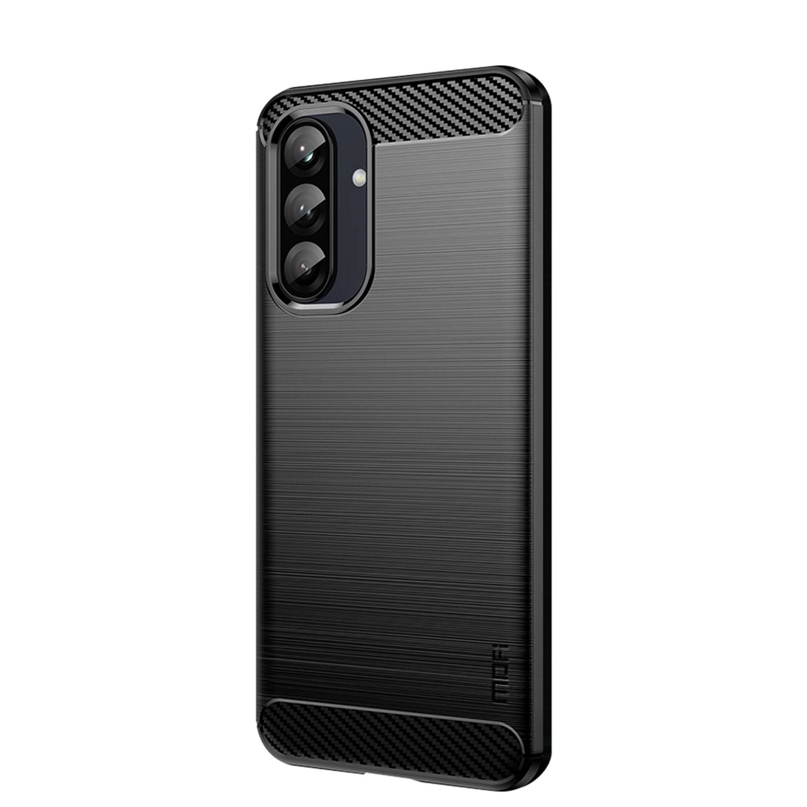 For Samsung Galaxy A26 5G Back Cover MOFI Brushed Texture Carbon Fiber Soft TPU Case - Black