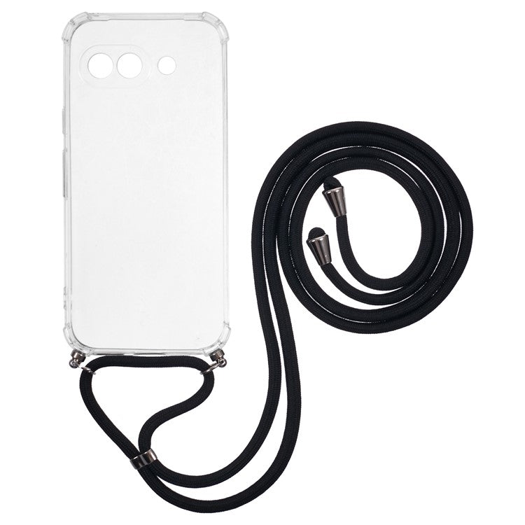 For Google Pixel 9a Case Reinforced Corner TPU Clear Phone Cover with Lanyard