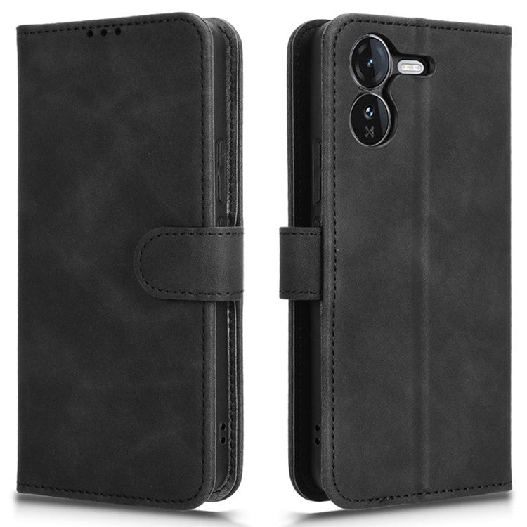 For vivo iQOO Z9 5G Leather Case Skin-Feel Anti-Drop Wallet Flip Phone Cover - Black