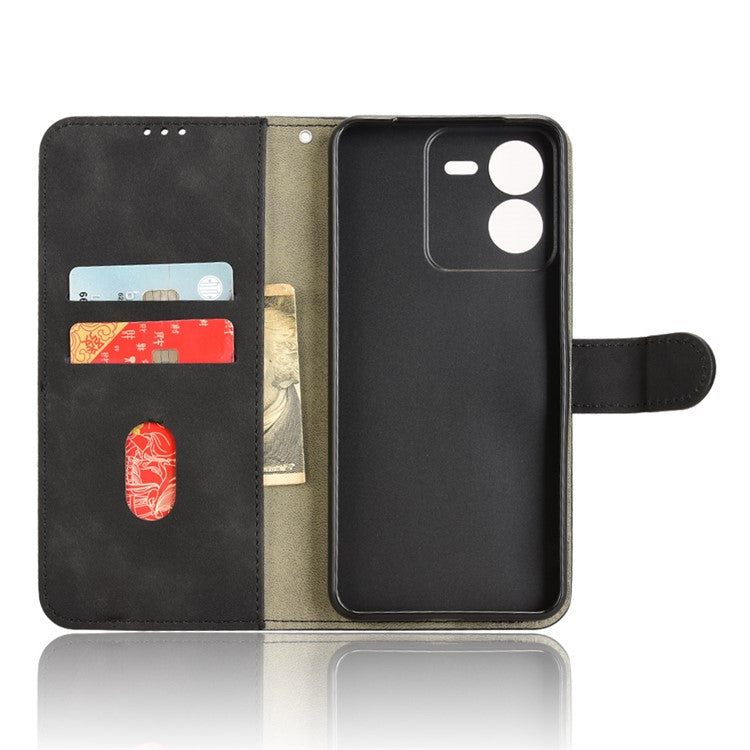 For vivo iQOO Z9 5G Leather Case Skin-Feel Anti-Drop Wallet Flip Phone Cover - Black