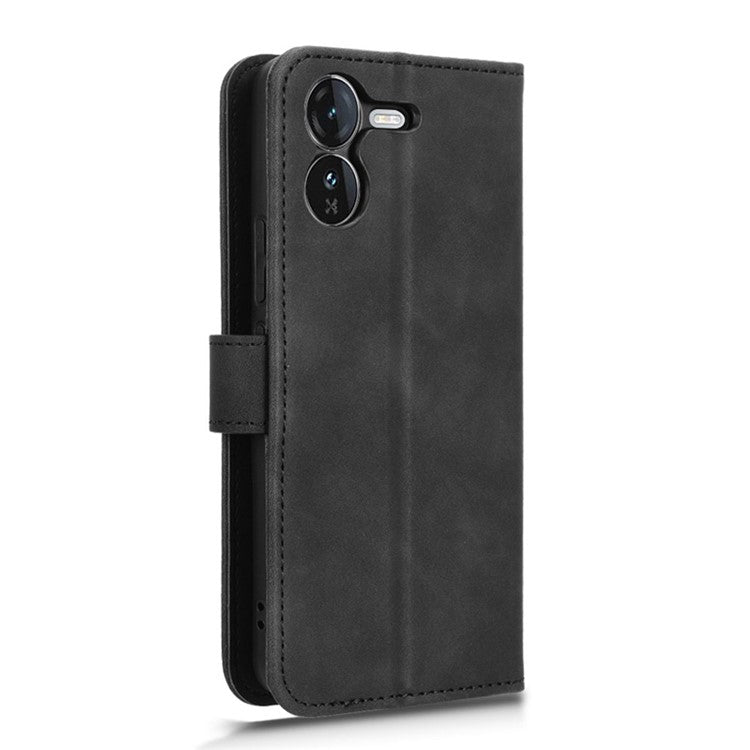 For vivo iQOO Z9 5G Leather Case Skin-Feel Anti-Drop Wallet Flip Phone Cover - Black