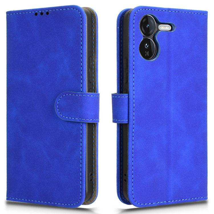 For vivo iQOO Z9 5G Leather Case Skin-Feel Anti-Drop Wallet Flip Phone Cover - Blue