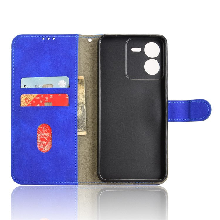 For vivo iQOO Z9 5G Leather Case Skin-Feel Anti-Drop Wallet Flip Phone Cover - Blue